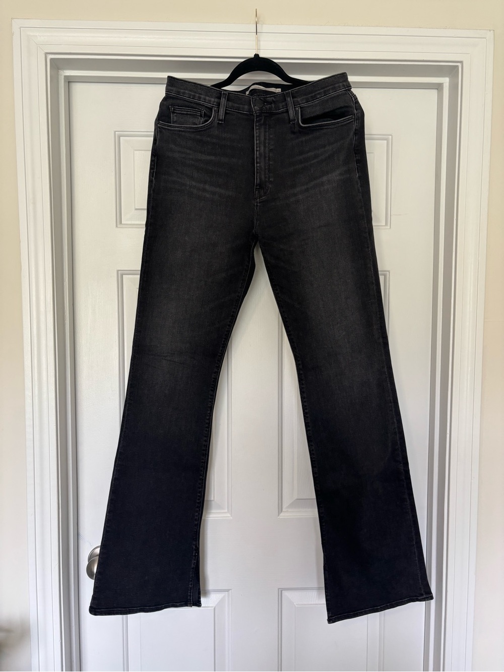 Hudson Black Wash Flare Jeans Side Slit Hem Size 31